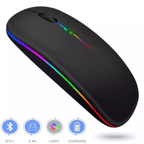 Classic Led Gaming Rechargeable Wireless Mouse- Black